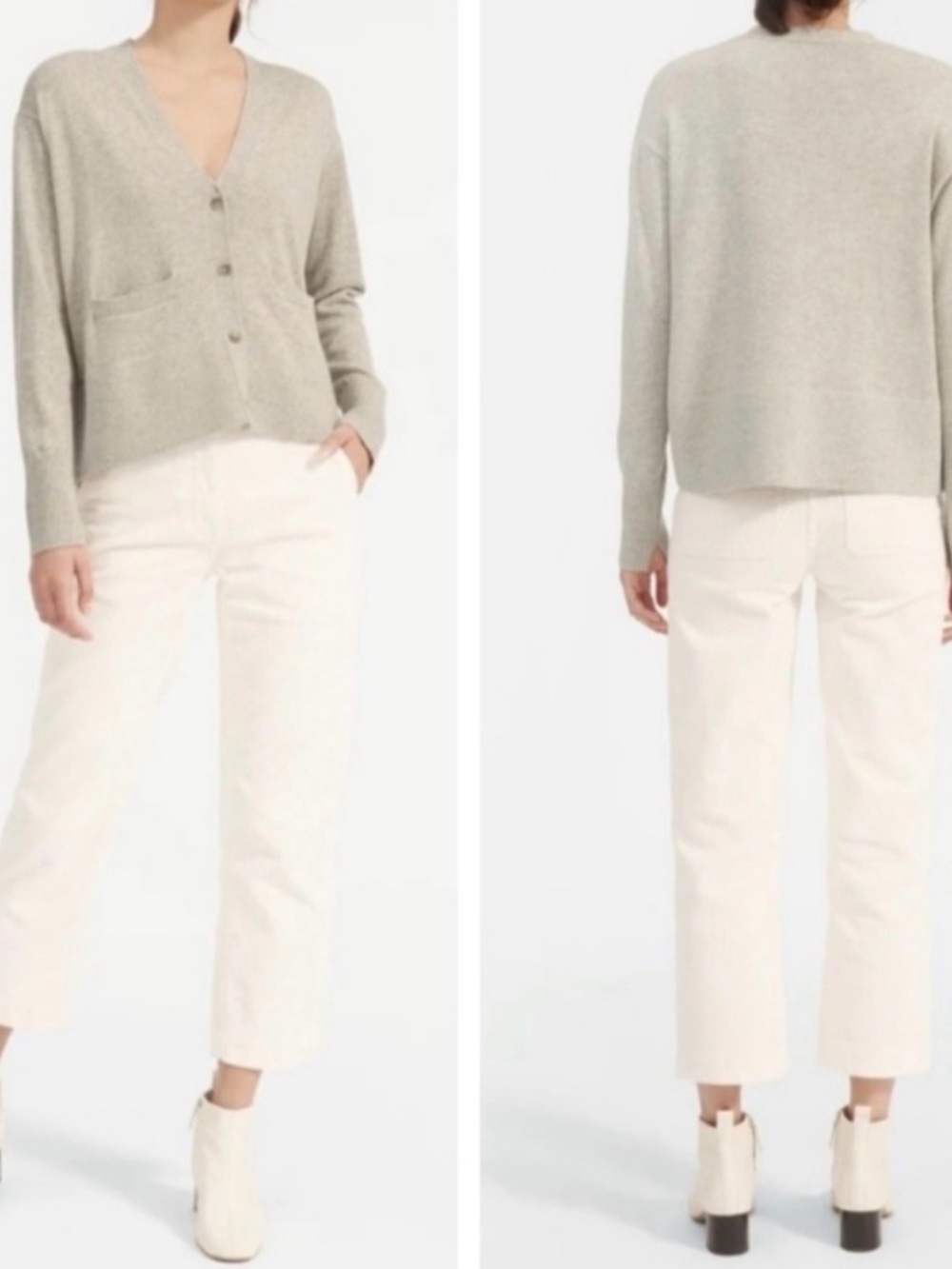 Everlane - Beige V-Neck Cashmere Cardigan